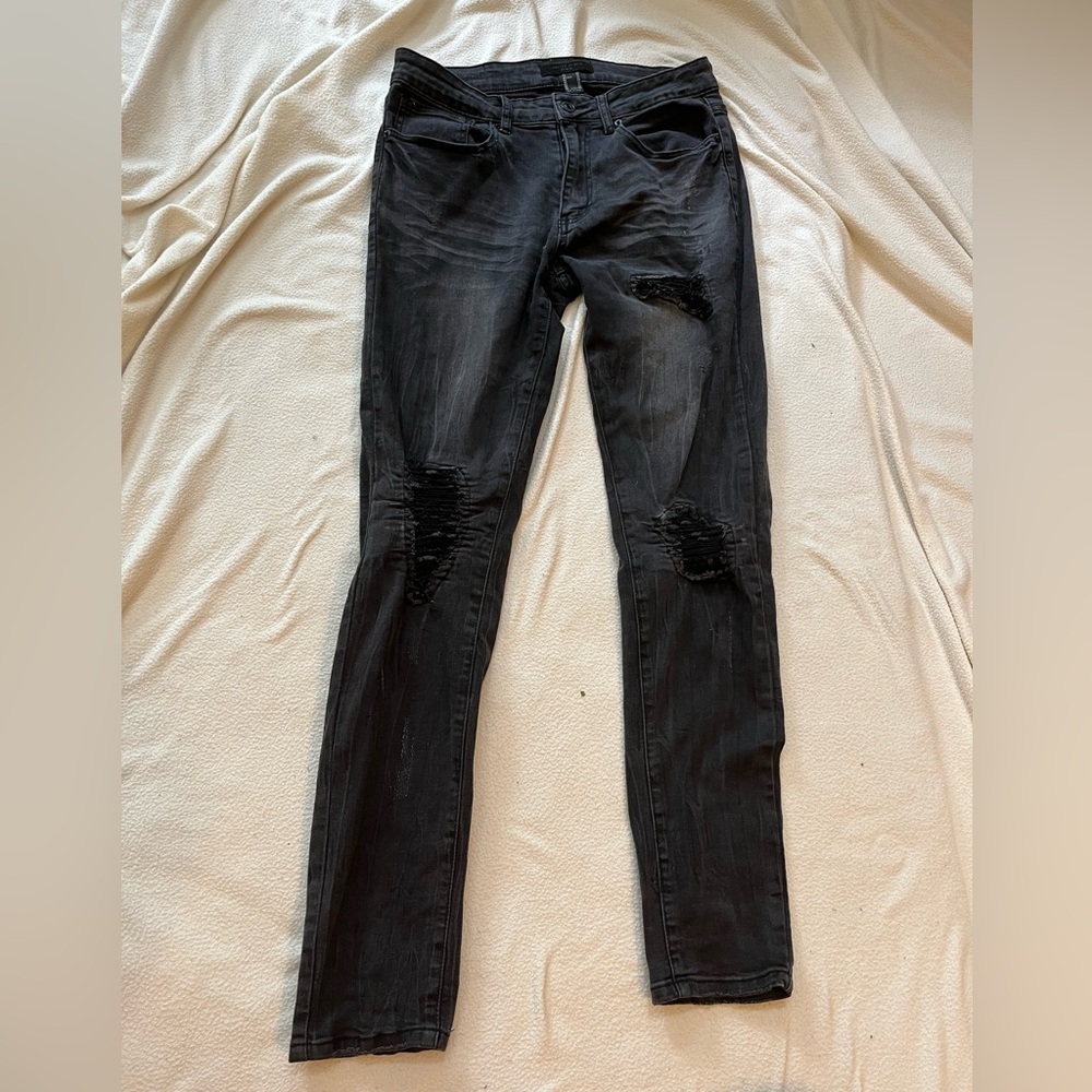 Men black ripped skinny jeans